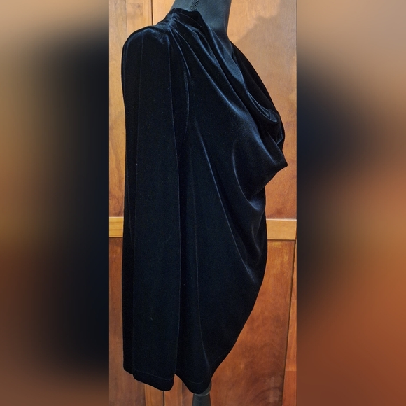 🐈⬛SUSAN GRAVER black velour blouse. Size L - Picture 2 of 6